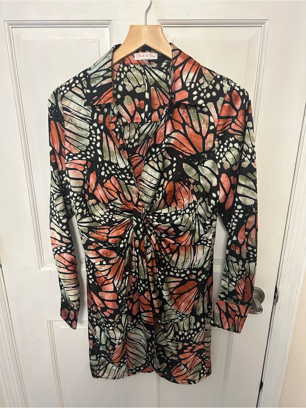 Blush & Day Black Multicolor Twist-Front Women's Dress
